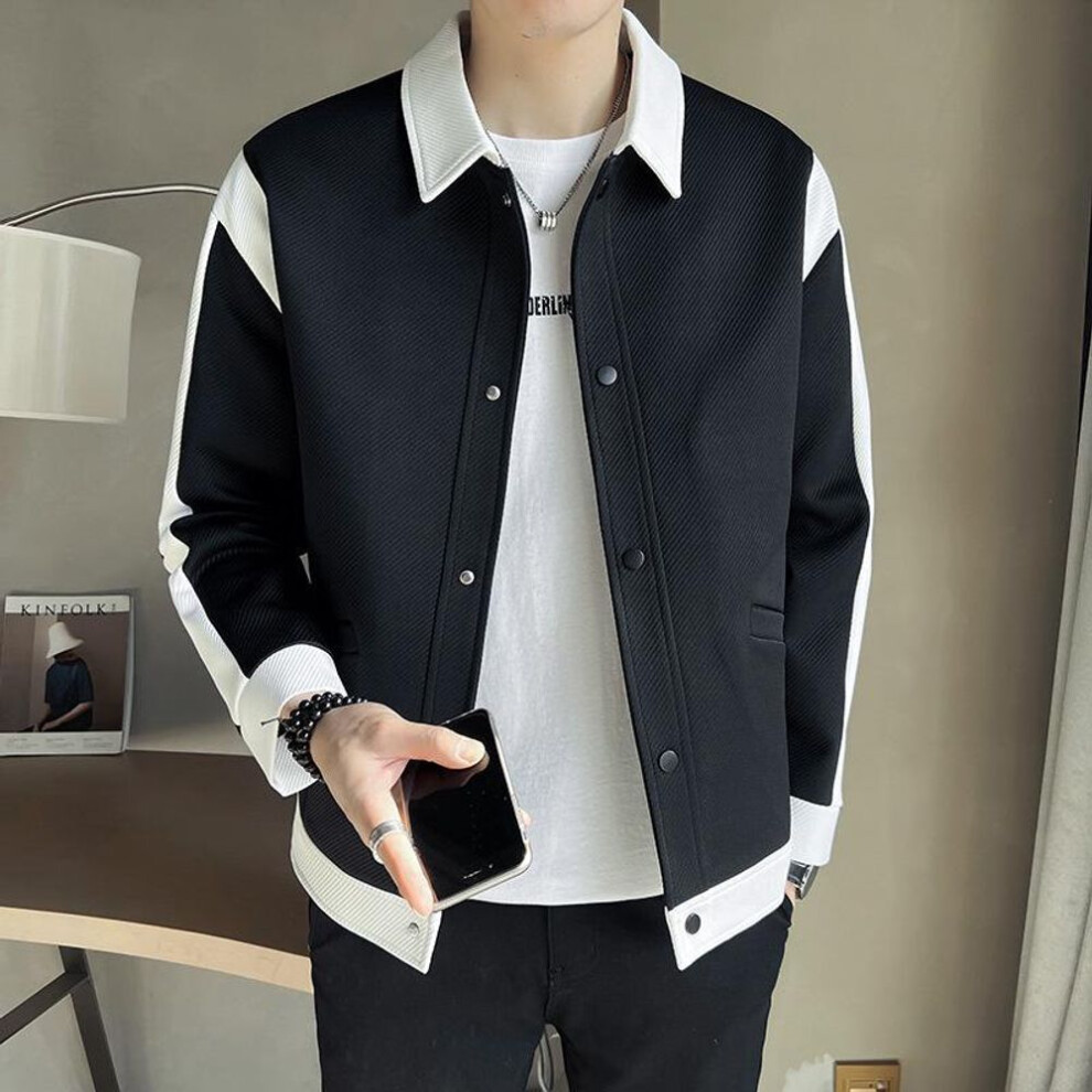 (black, 3XL) Stylish Men's Color-Matching Jackets & Coats: Trendy, High-End, Versatile Fashion for Spring & Autumn 2023