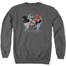 Trevco Sportswear BVS167C-AS-6 Batman vs Superman Lightniing vs Heat Vision Adult Crewneck Sweatshirt, Charcoal - 3X