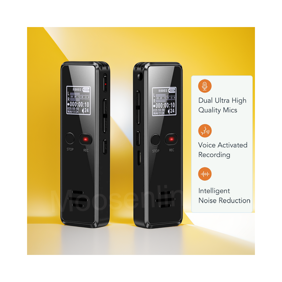 (, 64Gb) 8Gb/64Gb Digital Voice Activated Recorder For Metting Noise Reduction Long Distance Audio Recording Mp3 Player Wav/Mp3 Record Black