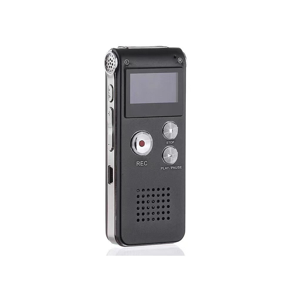 (Black) Digital Voice Activated Recorder With Playback 8Gb Mp3 Player Sound Audio Recorder Professional Mini Usb Flash Drive Recording Black