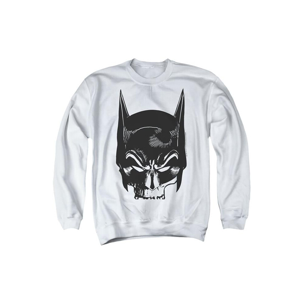 Trevco Sportswear BM3442-AS-1 Batman Skull On White Adult Crewneck Sweatshirt, White - Small-image-OPC-PGCMKWV-NEW