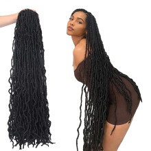 36 tuuman 7 pakkausta Soft Locs -virkatut hiukset koko sikeell, ei pidennettyj pitki uusia tekolenkkej, esisilmukoita erittin kevyet synteettis