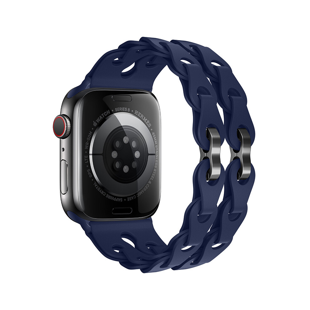(Deep Navy 42Mm 44Mm 45Mm 49Mm) Silicone Strap For Apple Watch Ultra 2 Band 49Mm 44Mm 42Mm 38 40Mm 41Mm Sport Correa Bracelet For Iwatch Series Blue