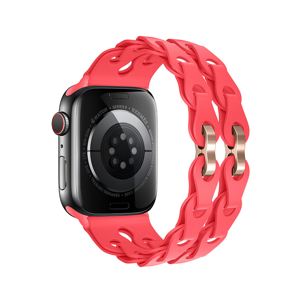 (Guava color, 38mm 40mm 41mm) Silicone Strap for Apple Watch Ultra 2 Band 49mm 44mm 42mm 38 40mm 41mm Sport Correa Bracelet for Iwatch Series 9 8 7 6