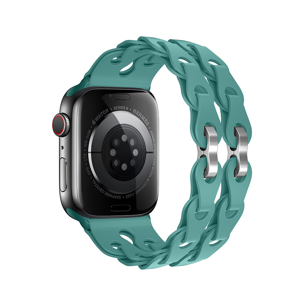 (Pine Needles 38Mm 40Mm 41Mm) Silicone Strap For Apple Watch Ultra 2 Band 49Mm 44Mm 42Mm 38 40Mm 41Mm Sport Correa Bracelet For Iwatch Series 9 Green
