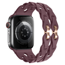 (Smoky purple, 42mm 44mm 45mm 49mm) Silicone Strap for Apple Watch Ultra 2 Band 49mm 44mm 42mm 38 40mm 41mm Sport Correa Bracelet for Iwatch Series 9 8 7 6 5 Se 4 3