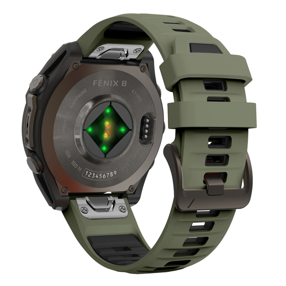(Army Green Black, QuickFit 26mm) 1:1 Fenix8 Watch Band For Garmin Fenix 8 47mm 51mm E 7 7X 6 6X 5 5X/Epix Pro/Enduro 3 QuickFit 22mm 26mm Silicone Strap Bracelet