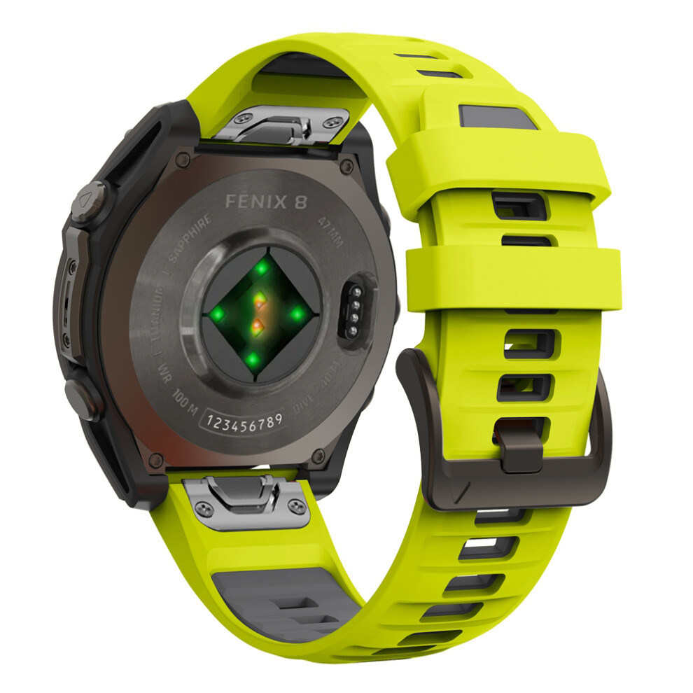 (Green Black, QuickFit 22mm) 1:1 Fenix8 Watch Band For Garmin Fenix 8 47mm 51mm E 7 7X 6 6X 5 5X/Epix Pro/Enduro 3 QuickFit 22mm 26mm Silicone Strap Bracelet
