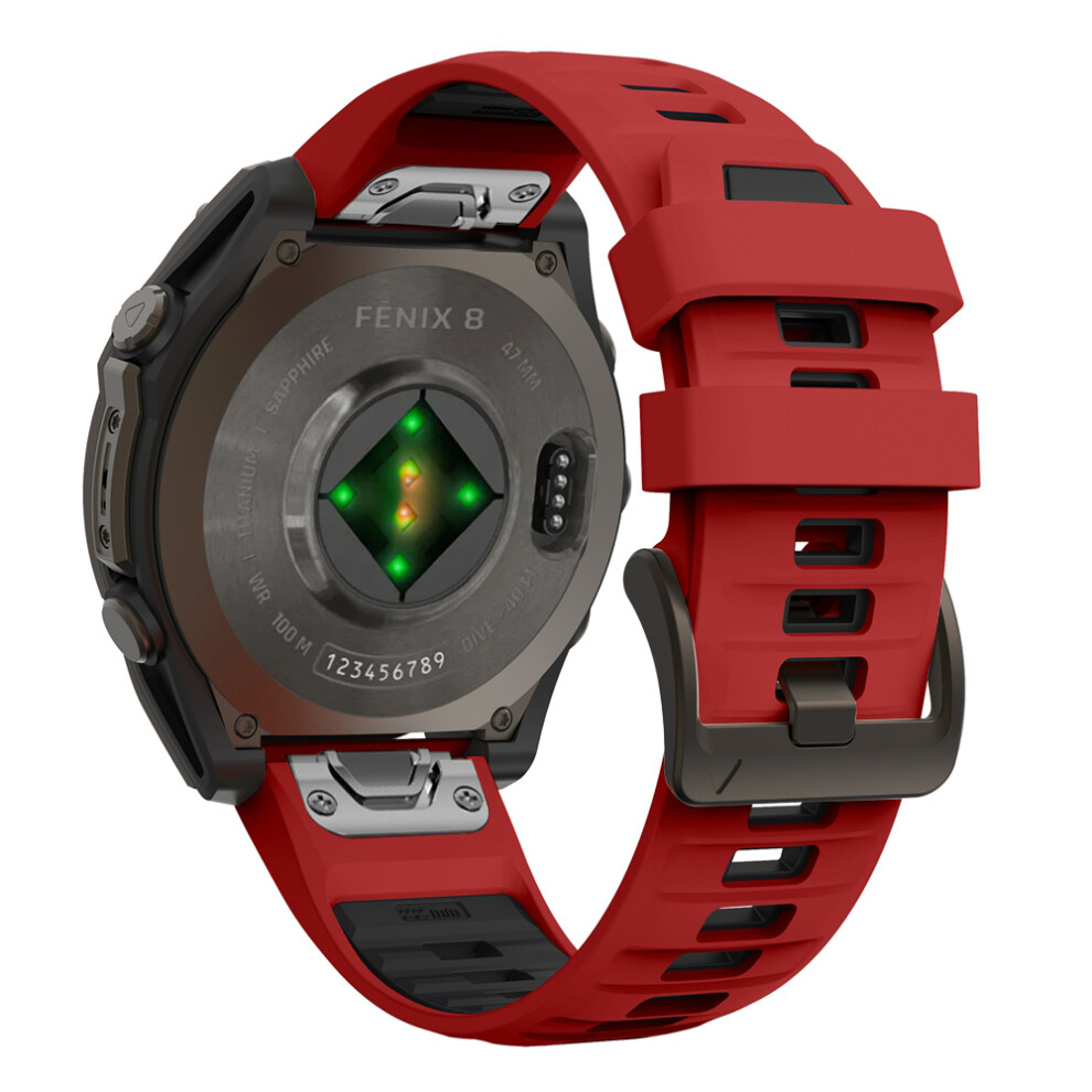 (Red Black, QuickFit 26mm) 1:1 Fenix8 Watch Band For Garmin Fenix 8 47mm 51mm E 7 7X 6 6X 5 5X/Epix Pro/Enduro 3 QuickFit 22mm 26mm Silicone Strap Bracelet