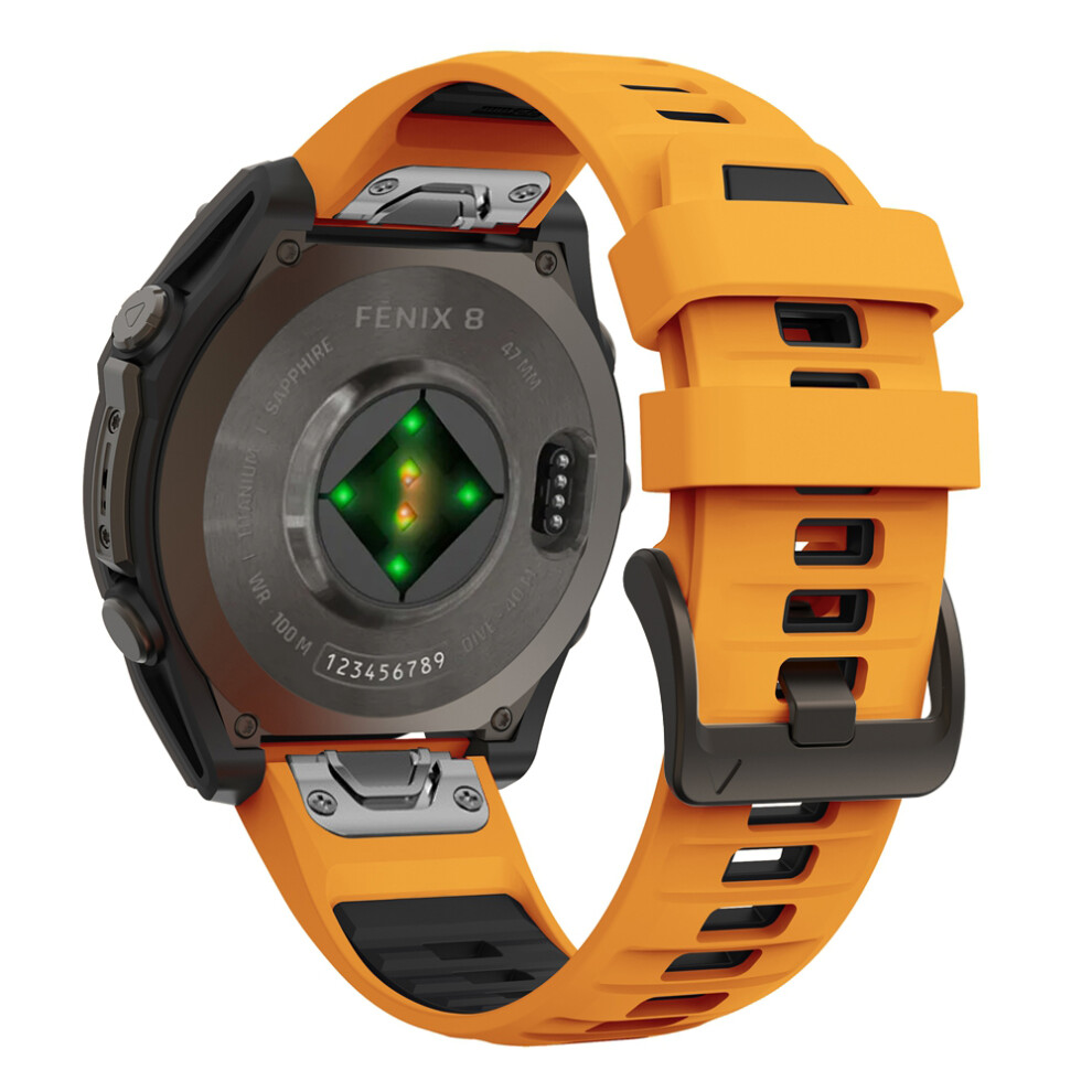 (Orange Black, QuickFit 26mm) 1:1 Fenix8 Watch Band For Garmin Fenix 8 47mm 51mm E 7 7X 6 6X 5 5X/Epix Pro/Enduro 3 QuickFit 22mm 26mm Silicone Strap Bracelet