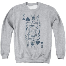 Trevco Sportswear DCO802-AS-1 DC Bat Card Adult Crewneck Sweatshirt, Athletic Heather - Small