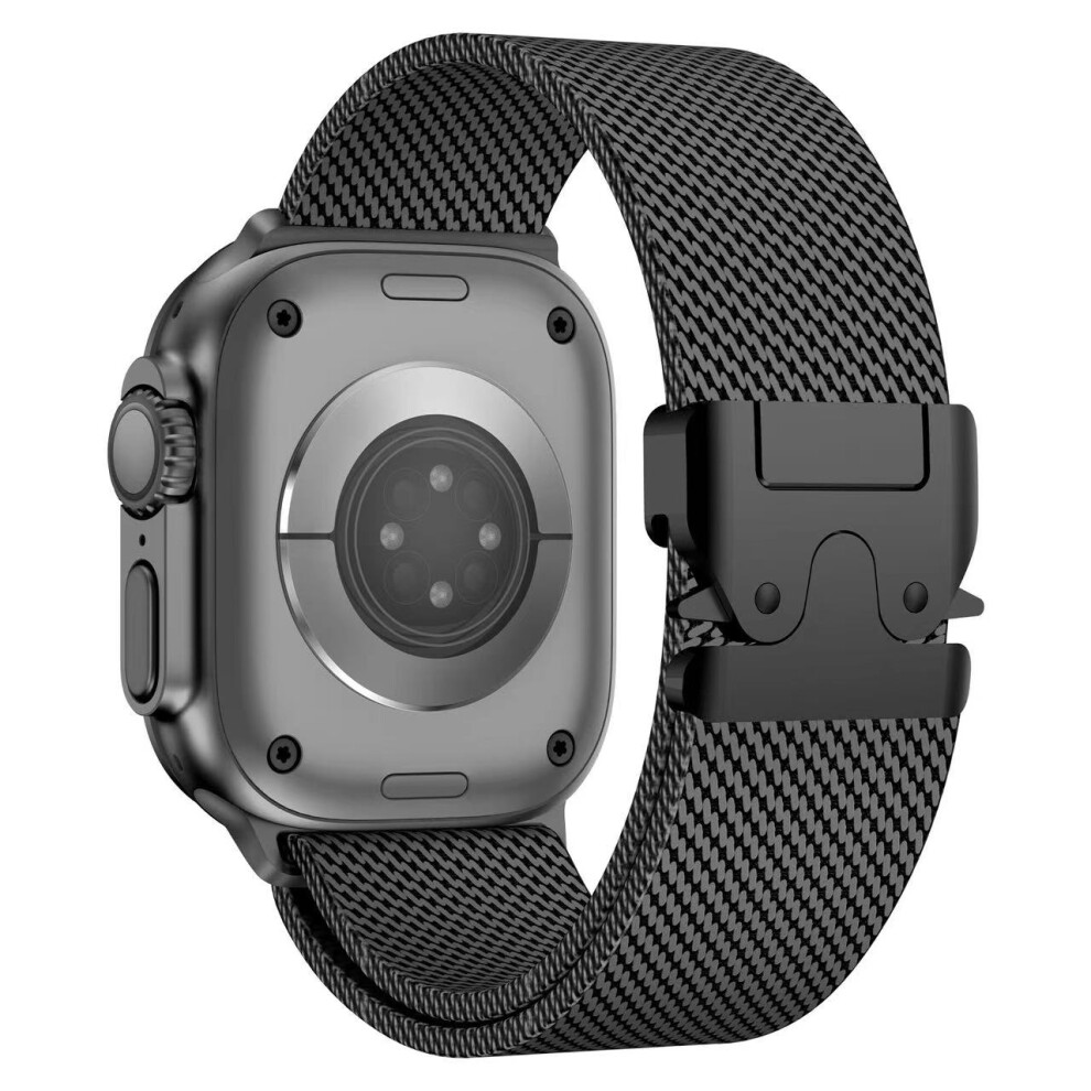 (, 42 44 45 46 49Mm) Milanese Loop Strap For Apple Watch Band Ultra 2 49Mm 46Mm 45Mm 44Mm 42Mm Stainless Steel Metal For Iwatch Series 10 9 8 7 6 Black