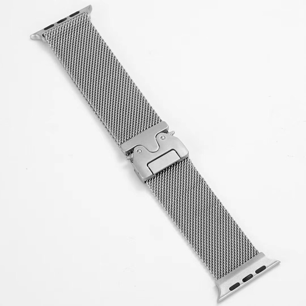 (Silver, 42 44 45 46 49mm) Milanese Loop Strap For Apple Watch Band Ultra 2 49mm 46mm 45mm 44mm 42mm Stainless Steel Metal for iWatch Series 10 9 8 7 6 5 4