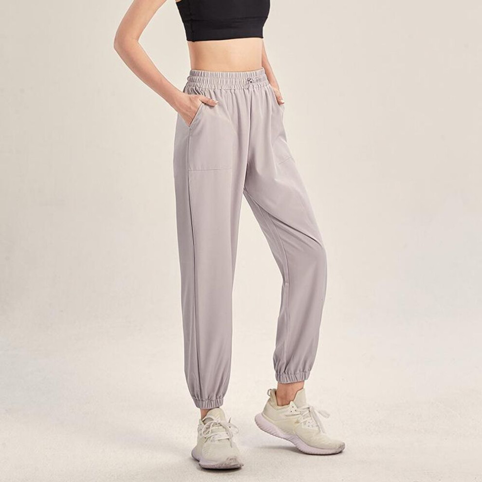 (gray,white, 4XL) Women's Sports Pants: Loose-fit, Quick-dry Yoga Pants, Breathable Slim-fit Running Pants, European & American Style