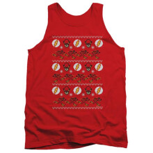 Trevco Sportswear JLA770-TK-3 DC Flash The Flash Ugly Christmas Sweater Adult Tank Top, Red - Large