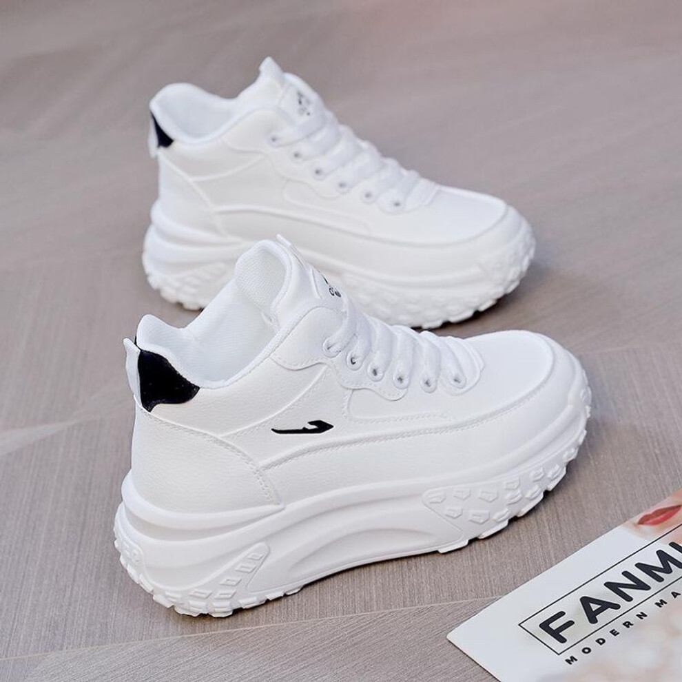 (white, 38) "2024 High-Top Sports Casual Shoes - Boost Height by 5cm, Breathable & Soft-Soled for Comfort in Spring & Autumn