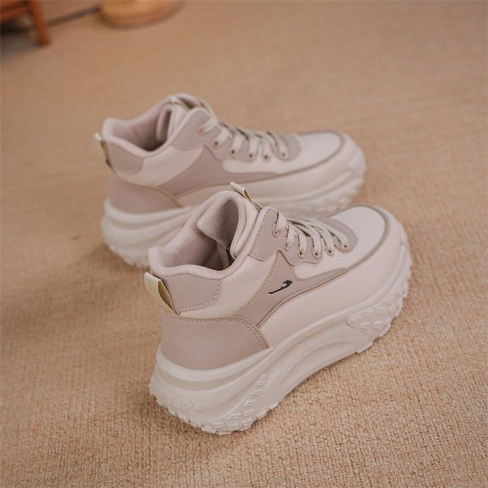 (khaki, 39) "2024 High-Top Sports Casual Shoes - Boost Height by 5cm, Breathable & Soft-Soled for Comfort in Spring & Autumn