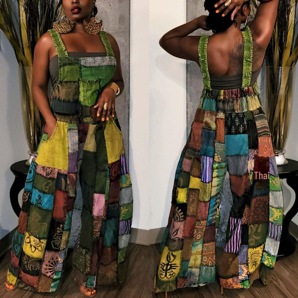 (green, M) Bohemian Printed Women's Overalls - New European & American Style