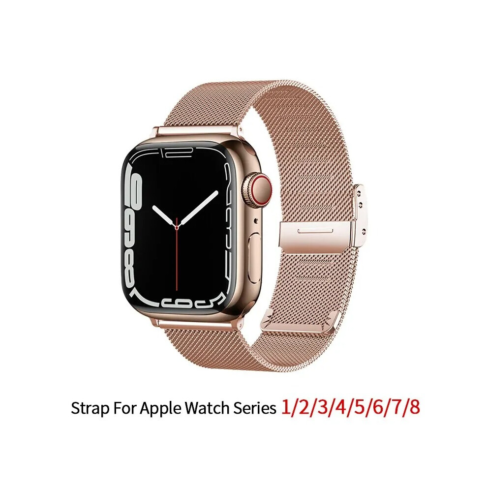 (rose gold, 38mm 40mm 41mm) Milanese Strap For Apple Watch Band Ultra 2 49mm 9 8 7 45mm 41mm Stainless Steel Wristband iWatch 6 5 4 3 SE 44mm 42mm 40mm 38mm