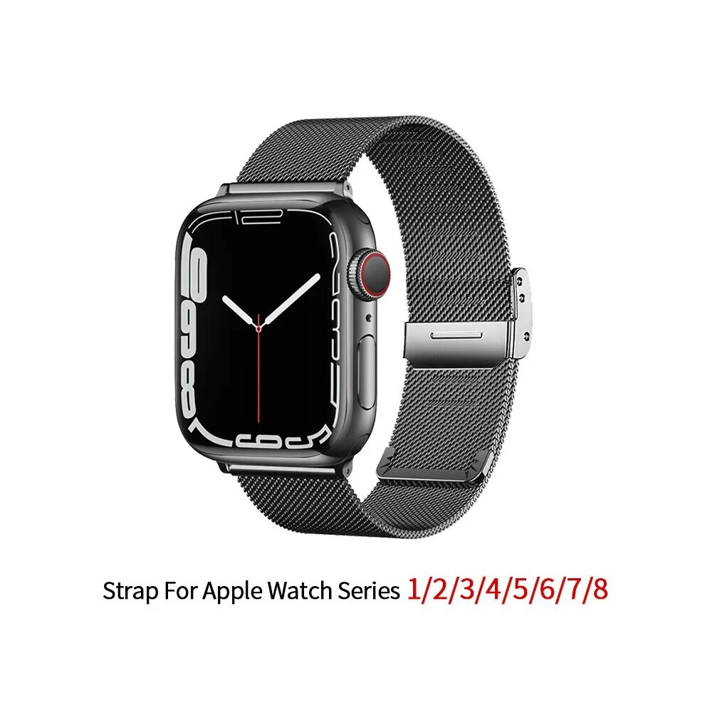 (black, 38mm 40mm 41mm) Milanese Strap For Apple Watch Band Ultra 2 49mm 9 8 7 45mm 41mm Stainless Steel Wristband iWatch 6 5 4 3 SE 44mm 42mm 40mm 38mm