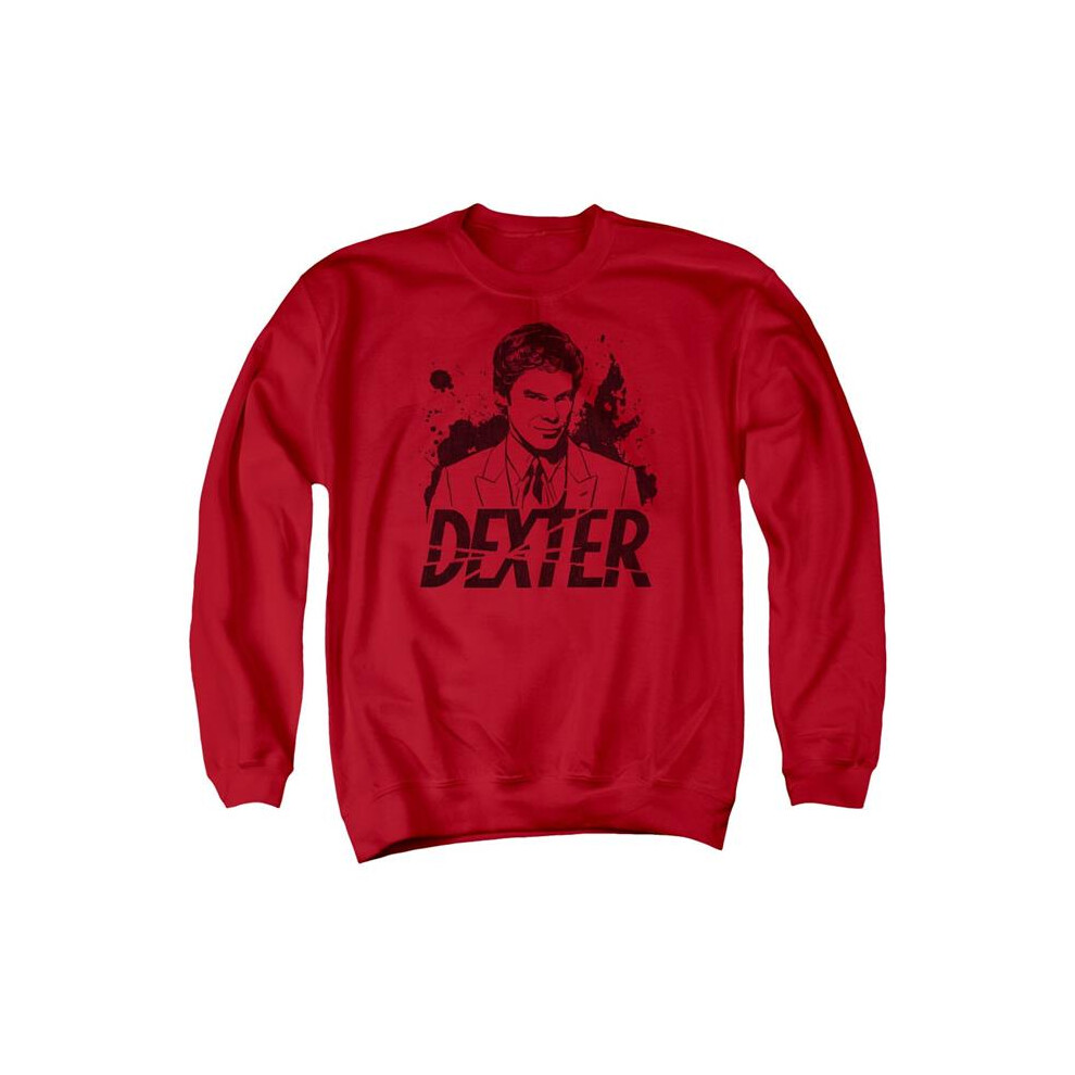 Trevco Sportswear SHO334-AS-2 Dexter Splatter Dex Adult Crewneck Sweatshirt, Red - Medium-image-OPC-PGCMTN5-NEW
