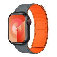 (gray orange, 42mm 44mm 45mm 49mm) Magnetic Loop for Apple Watch Bands 44mm 40mm 49mm 45mm 41mm 38mm Silicone Bracelet iWatch Series 9 8 7 6 5 4 3 Se ultra 2 strap