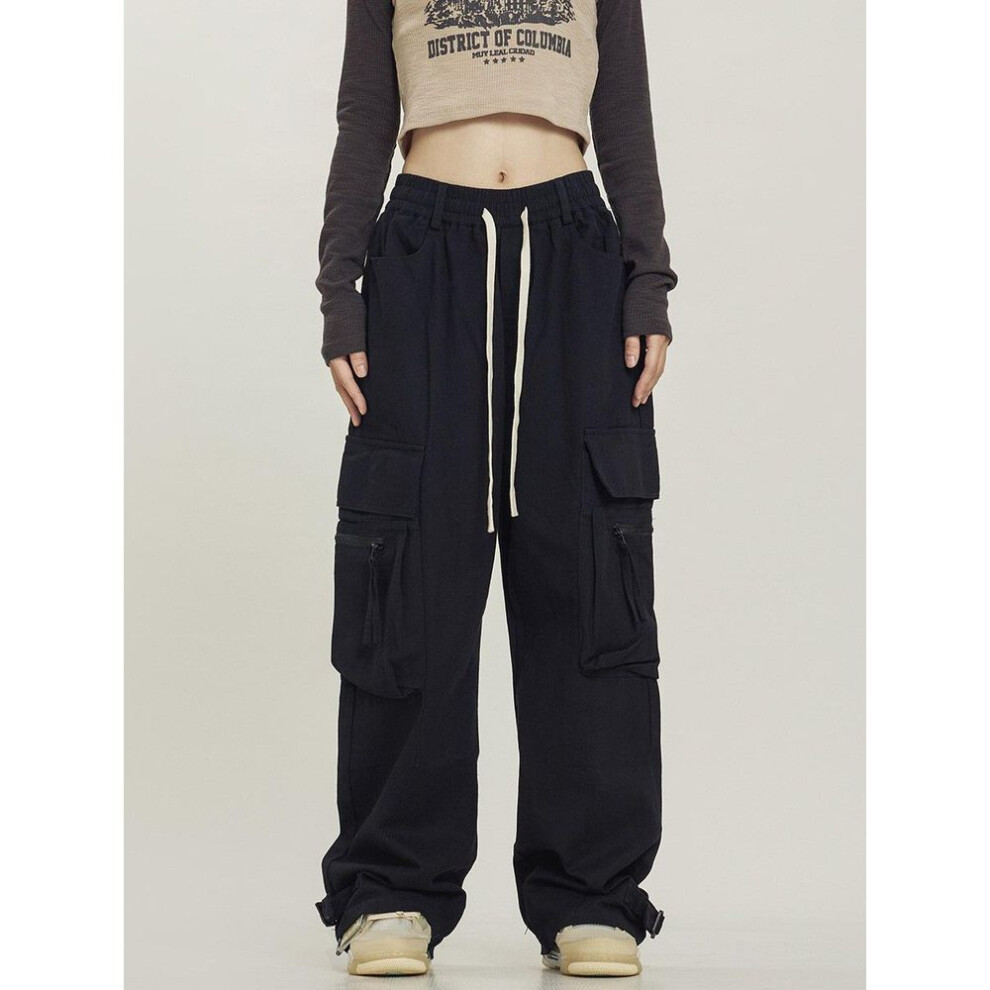 (black, 2XL) "women's Red Wide-leg Overalls - Versatile Street Dance Trousers For Spring And Autumn
