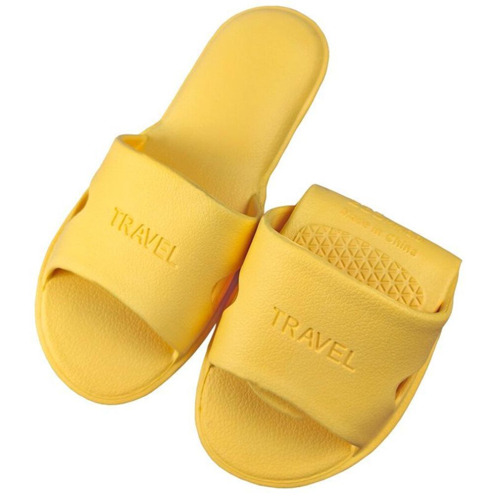 (yellow, 38-39) "Non-Slip Foldable Travel Slippers for Men and Women - Perfect for Swimming, Beach, Hotel, and Business Trips.