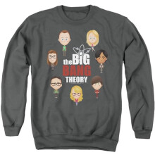 Trevco Sportswear WBT707-AS-4 Big Bang Theory Emojis Adult Crewneck Sweatshirt, Charcoal - Extra Large