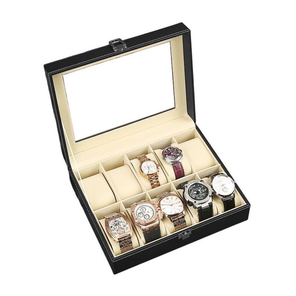 High-grade Pu Leather 10-slot Watch Display Box For Jewelry And Business Storage