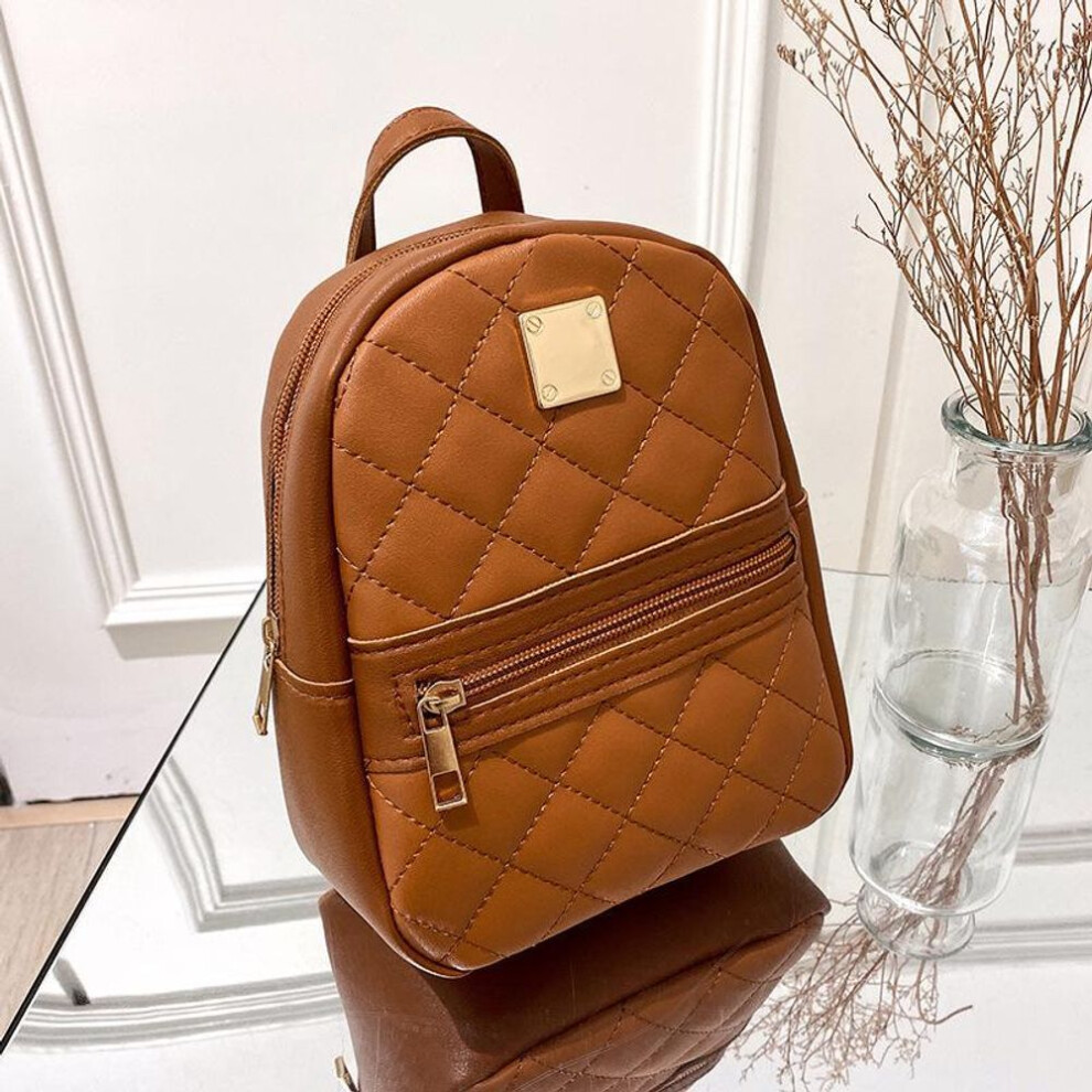 (brown) 2021 Diamond Fashion Women's Casual Backpacks & Handbags - Small School Bags & Single Shoulder Mobile Phone Bags