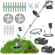 Metal Blade Cordless Strimmer 21v Grass Trimmers With 1 Pruning Shears 16 Blades 15cm Cutting Diameter Cordless Strimmer For Lawn Trimmingtwigsbrush
