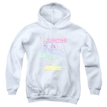 Trevco Sportswear DCSHG100-YFTH-2 DC Superhero Girls Fighting for Justice Youth Hooded Sweatshirt, White - Medium