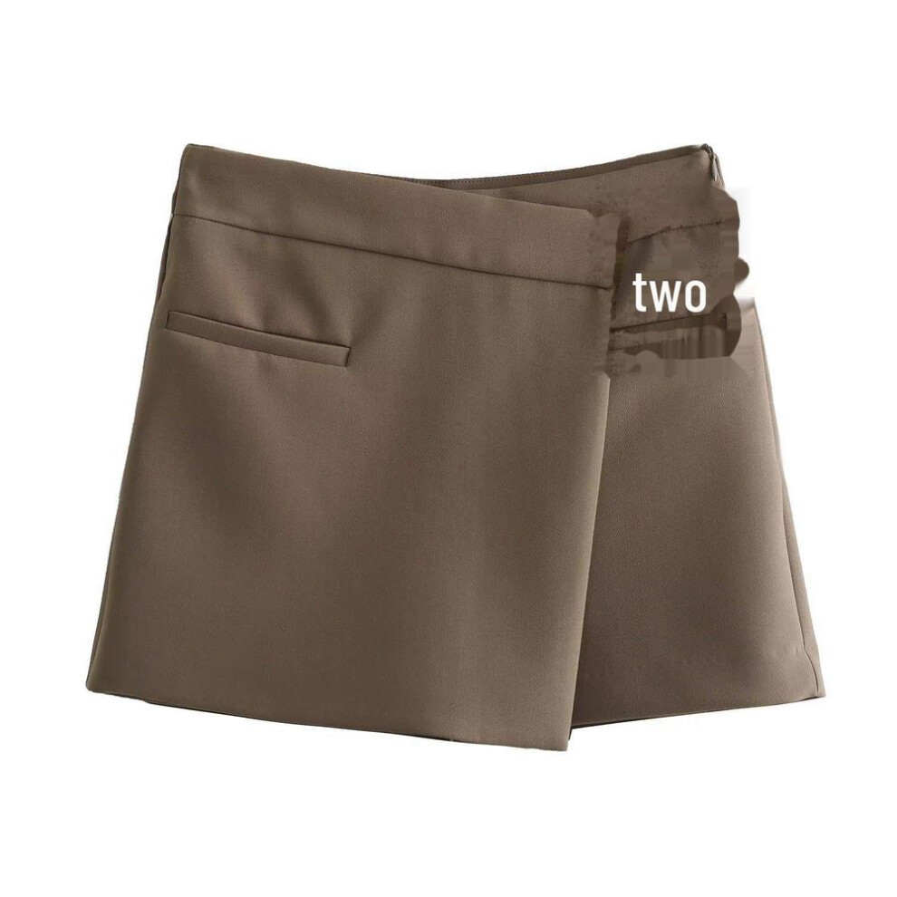 (khaki, Medium) "2023 Autumn European & American Women's Asymmetrical Three-Color Casual Skirt Pants