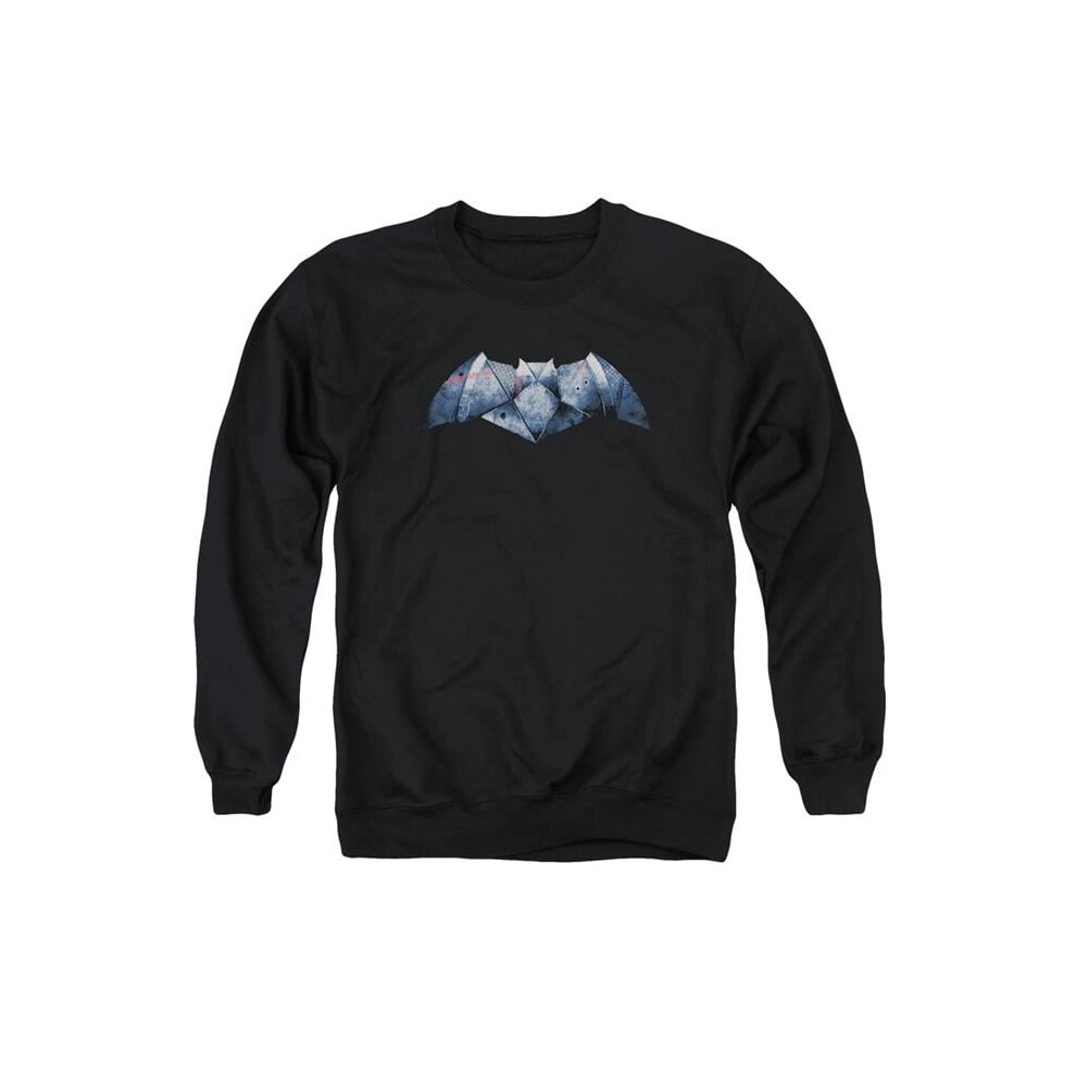 Trevco Sportswear BVS110-AS-5 Batman vs Superman Plated Bat Logo Adult Crewneck Sweatshirt, Black - 2X-image-OPC-PGCN785-NEW