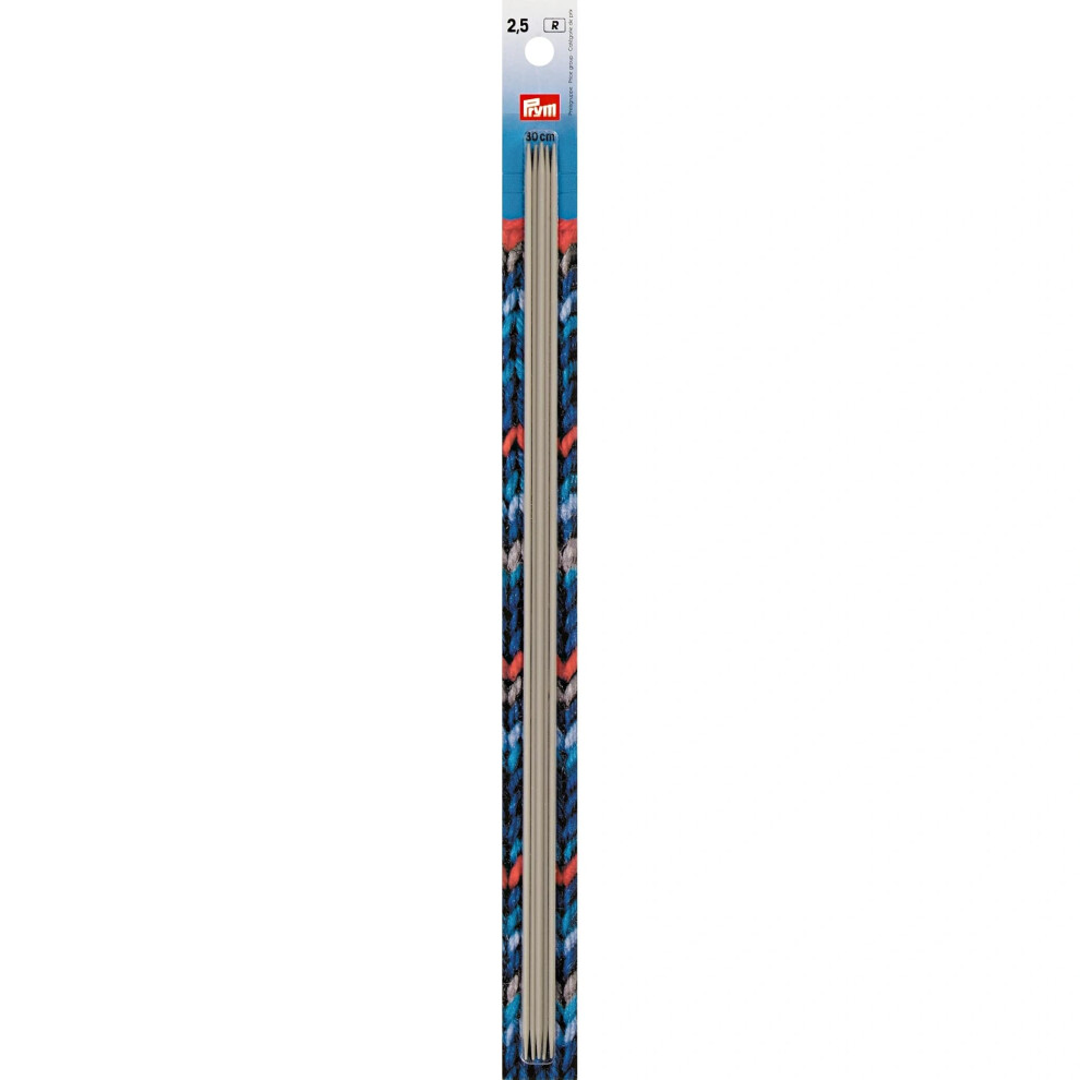 Prym 12"" Double Point Aluminum  2.5mm Knitting Needles  Gray 5 Count