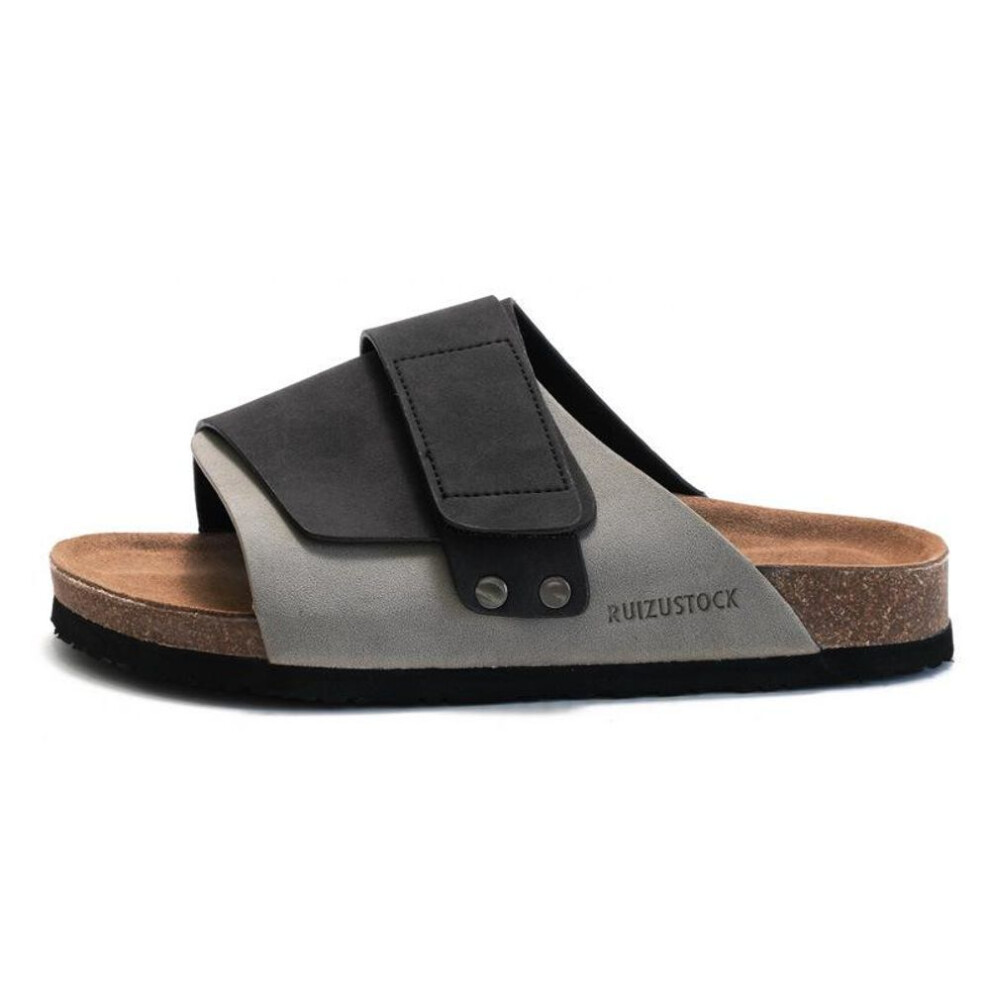(gray,black, 43) Ruizustock Men's Cork Slippers: Autumn & Summer Beach Sandals, Water-resistant Nubuck