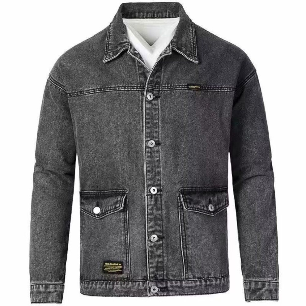 (gray, 4XL) "2024 Men's Retro Denim Cardigan Jacket for Autumn/Winter