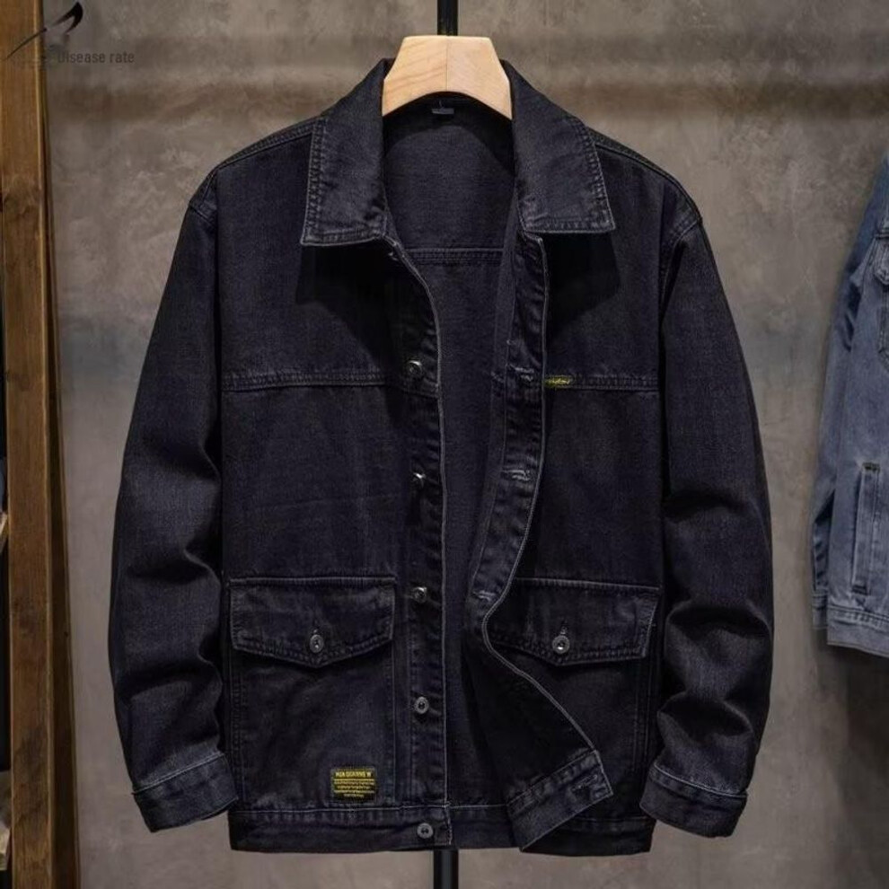 (black, 4XL) "2024 Men's Retro Denim Cardigan Jacket for Autumn/Winter