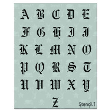 Stencil1 Letter Stencils 1 """" - Old English Calligraphy Letters & Numbers - Mylar Uppercase og sm? bogstaver til h?ndmalingstegning og sk?ring -
