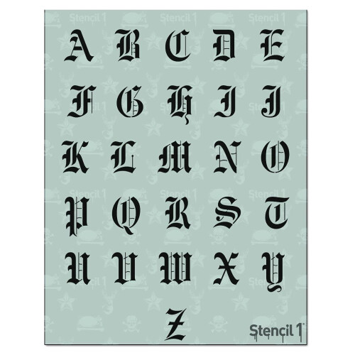 Stencil1 Γραμματοσειρές 1" - Γραφή παλαιάς Αγγλικής - Μυλάρι Άνω και Κάτω Γράμματα