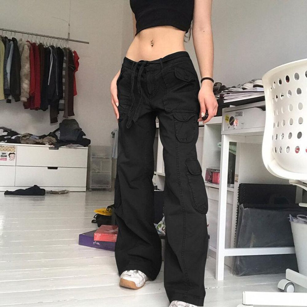 (black, L) Unisex Vintage Distressed Multi-Pocket Overalls - Trendy Slim-Fit Streetwear Trousers