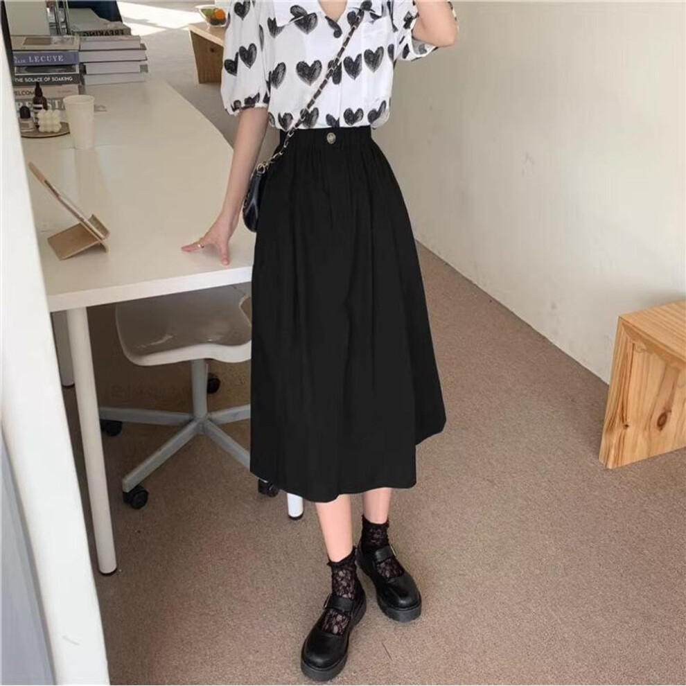 (black, XL) High Waist Slim A-Line Over-Knee Skirt for Women - 2024 Spring Fashion