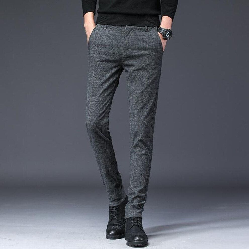 (gray, 38 (30 inches) 190 jin) Seiko Men's Plaid Waffle-thin Casual Pants - Black, Spring/summer Trousers