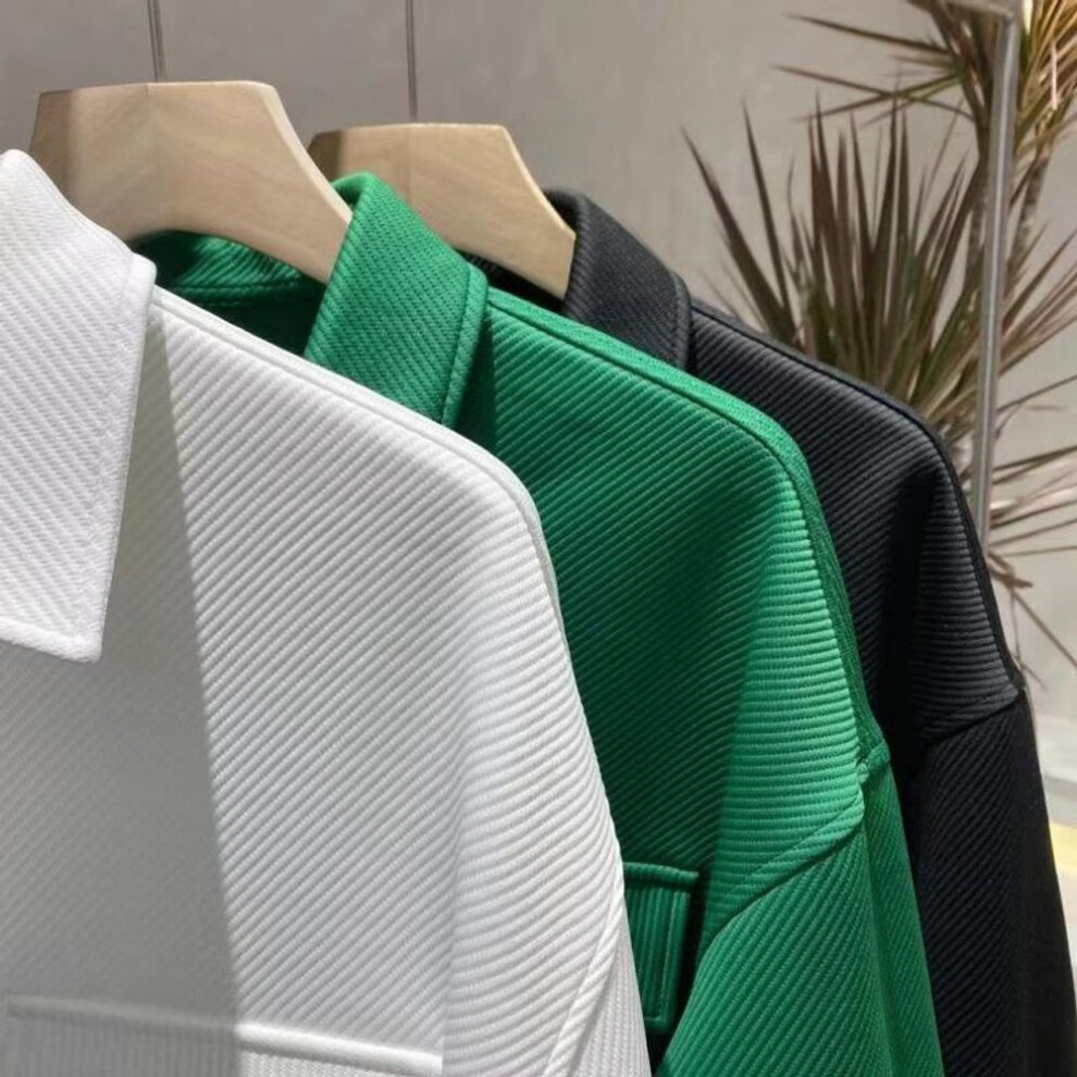 (grass green, L) "2022 Spring/Autumn Men's Fashion Twill Lapel Shirt Jacket