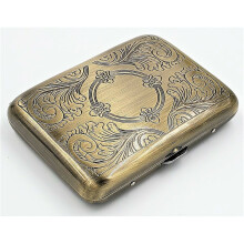 Classic Metal Double-sided King Cigarette Case Etched In Antique Bronze