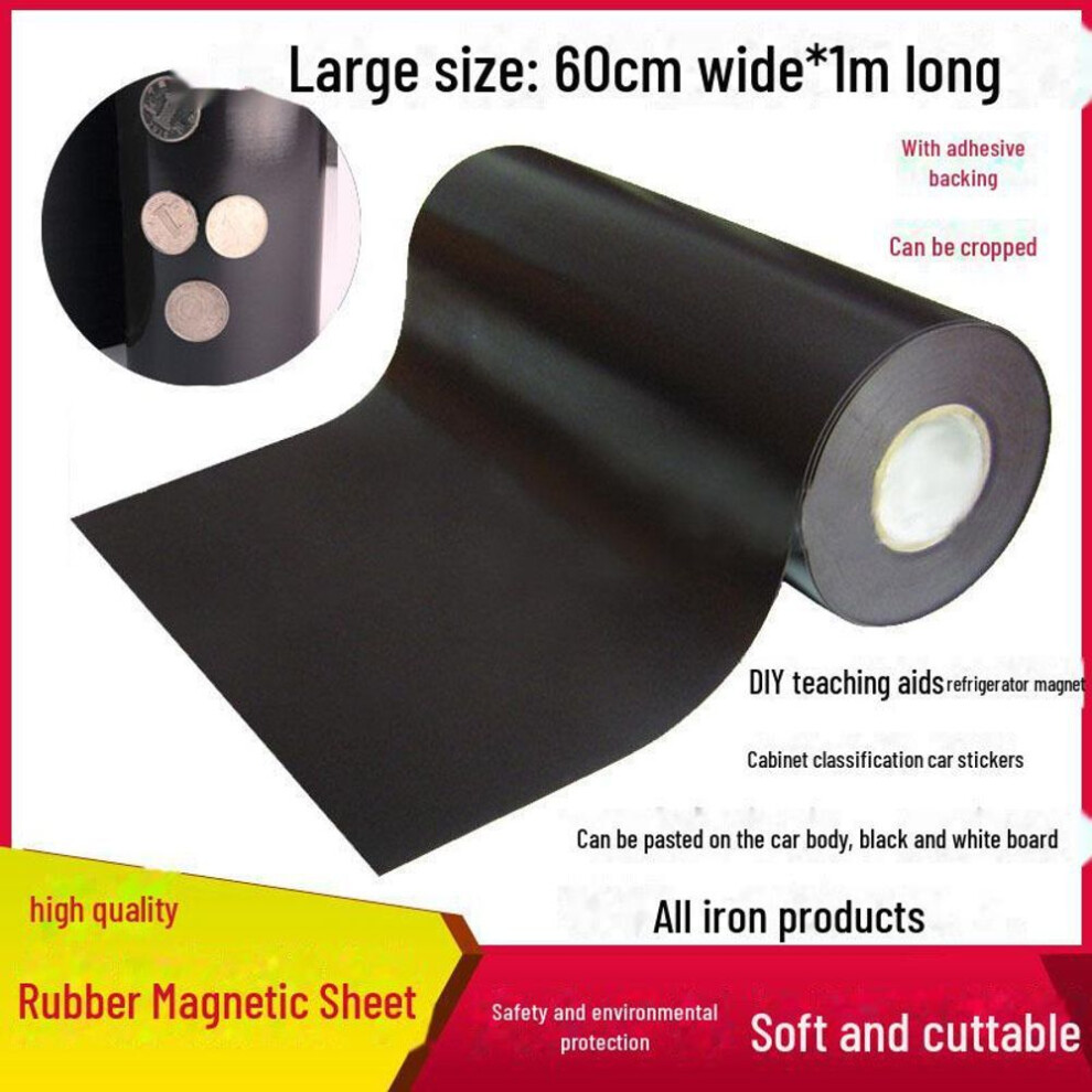 (Black Magnetic Adhesive 60x200CM) Diy Soft Magnetic Rubber Sheet: Adhesive Blackboard Sticker With Strong Magnetic Base