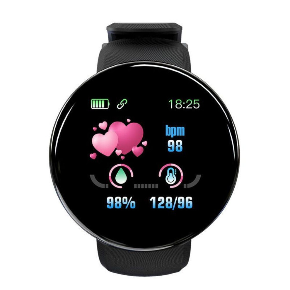 (blue) D18 Round Screen Smart Bracelet: Color Display, Step Counter, Sleep & Heart Rate Monitor.