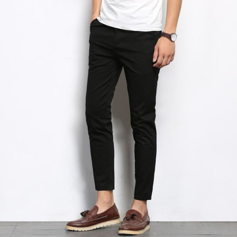 (black, 33) "korean Style Men's Slim Fit Casual Cotton Elastic Pants - Spring/autumn