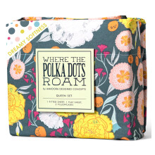 Where The Polka Dots Roam Bettwscheset mit dunklem Blumenmuster in voller Gre, superweiches, knitterfreies Bettwscheset fr die Boho-Raumdekorati